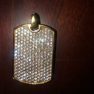 dog tag pendant with diamond studs